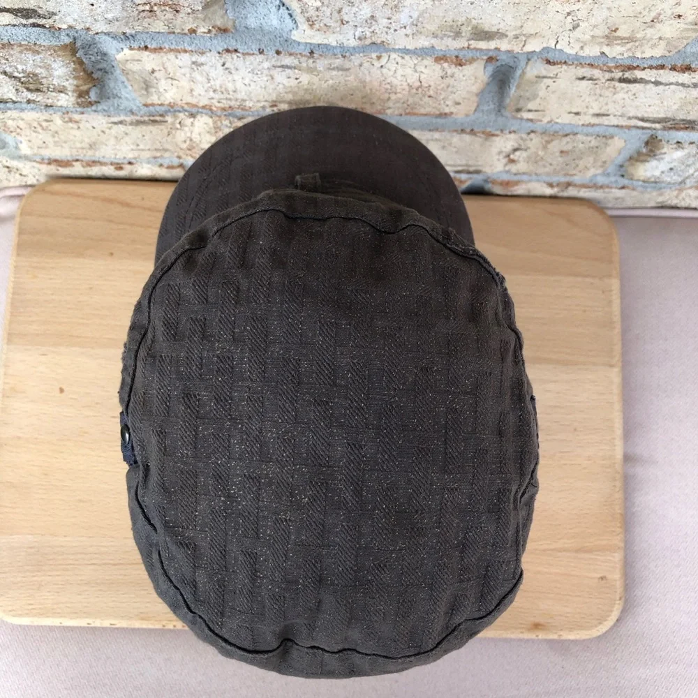 Mudd Vintage Cotton Green/Brown‎ Distressed Patches Floral Print Linen Cap OS